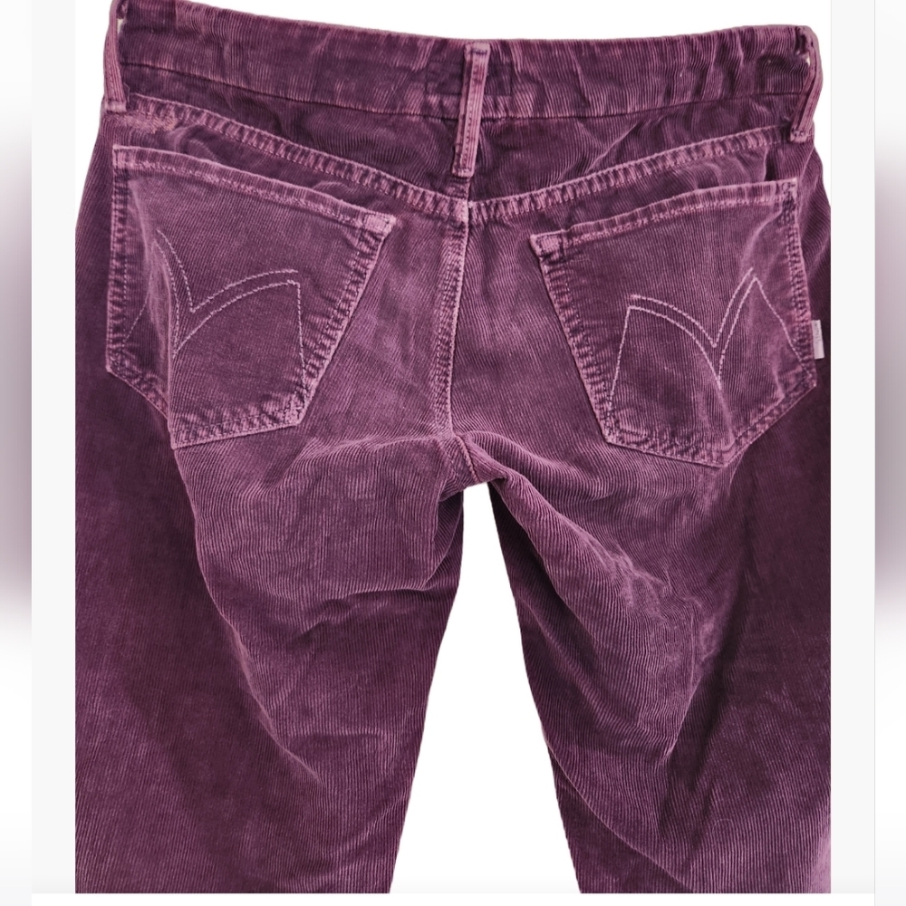 MOTHER Skinny Corduroy Pants in Plum